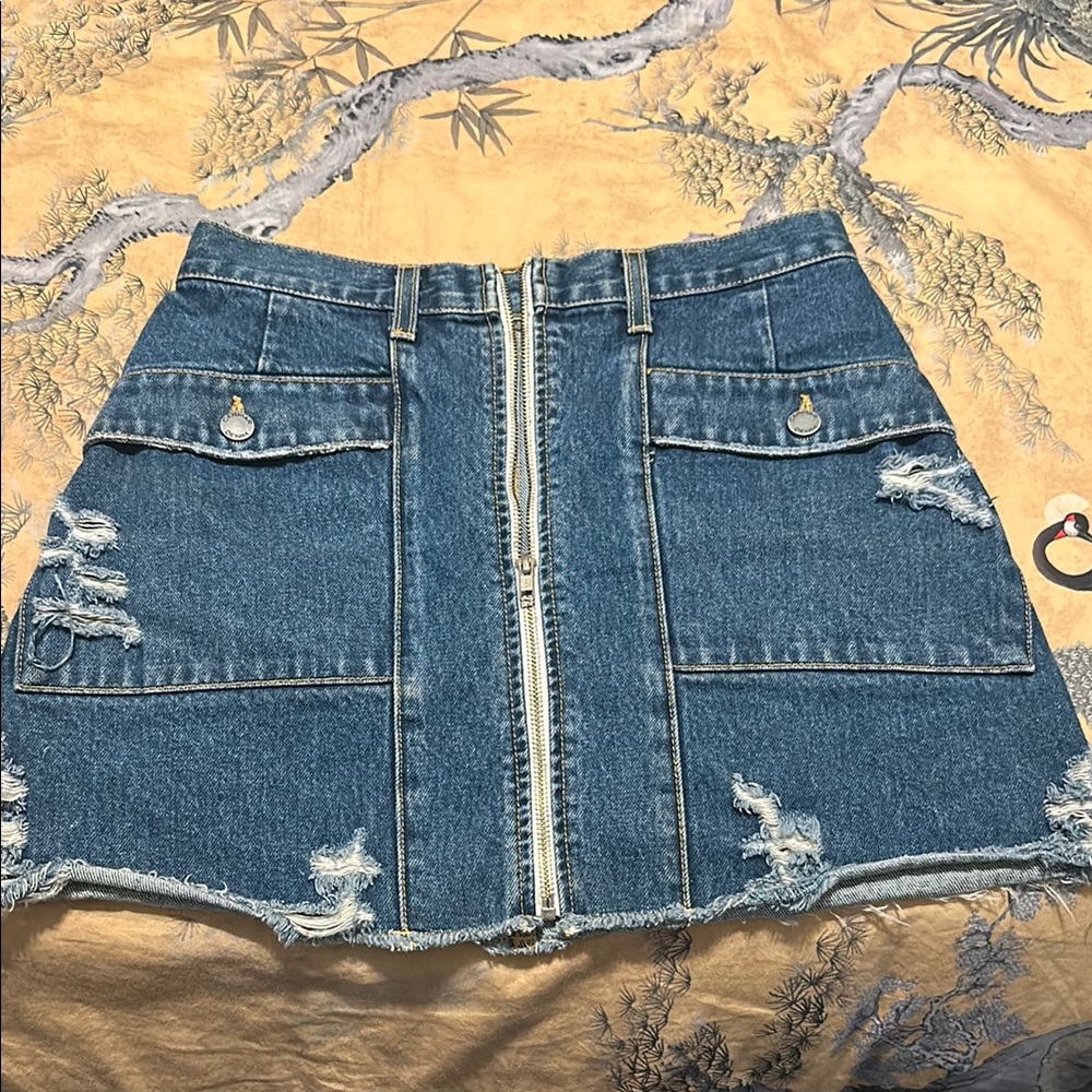 Denim Zipper Front Skirt